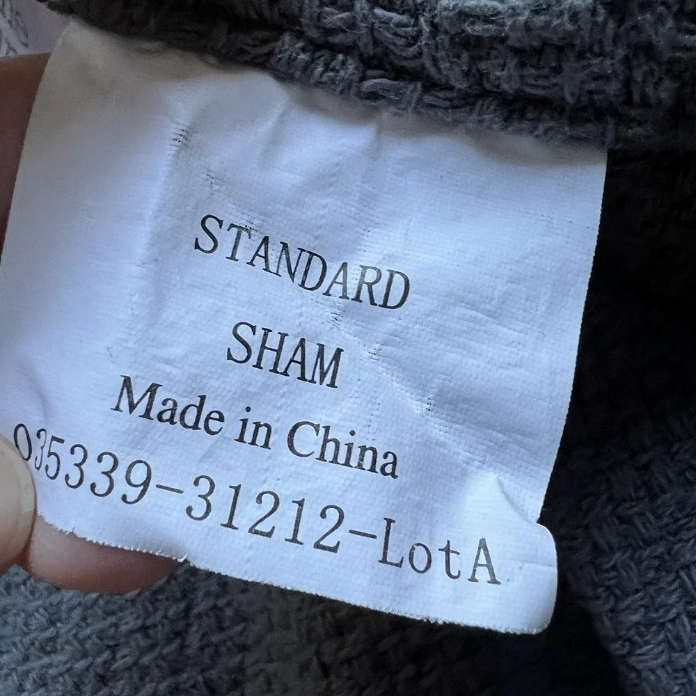 The Company Store 100% Cotton Waffle Weave‎ Gray Standard Sham Lot of 2 29 x 23